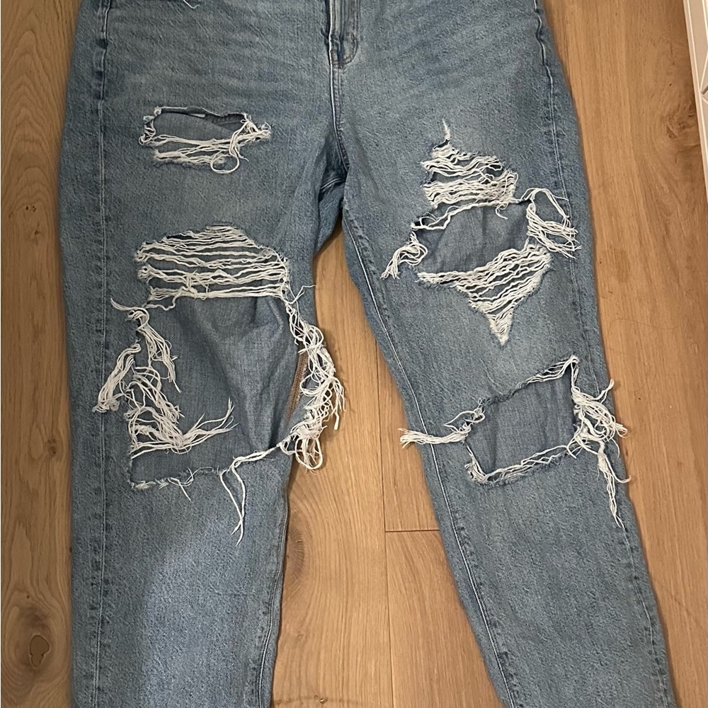 American Eagle Outfitters Ripped Blue Boyfriend Jeans
